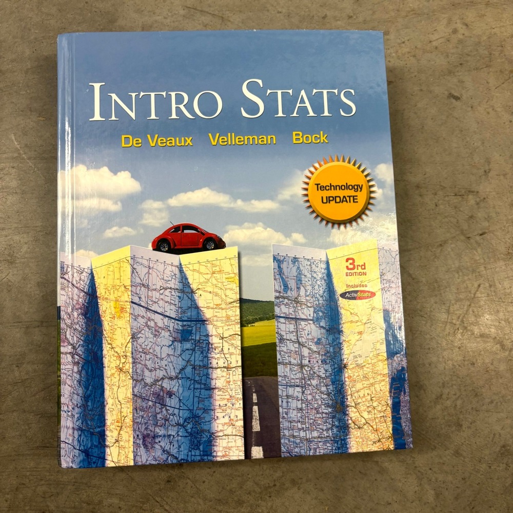 Intro Stats Technology Update 3rd Ed De Veaux Velleman Bock Hardcover Book